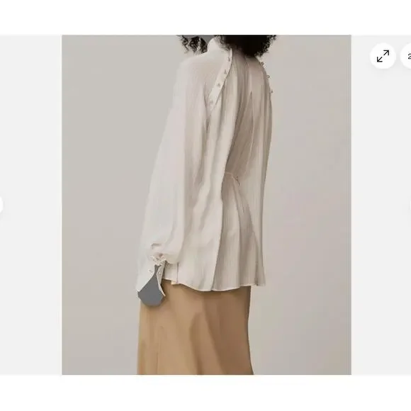 $789 Palmer//Harding Womens Ivory tenderness Detachable Button-Up Shirt top - Picture 2 of 12